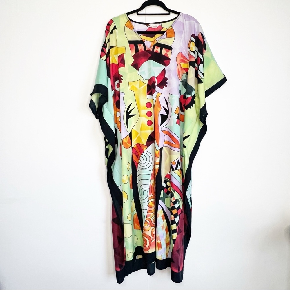 Gypsie‎ Blu Kimono Maxi Dress Kaftan Cover Up One Size Fits Most